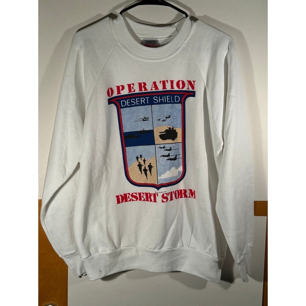 Vintage Operation Desert Shield Desert Storm Crewneck Sweater Oneita Large USA